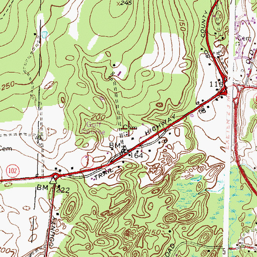 Topographic Map of Lawton Cemetery, RI