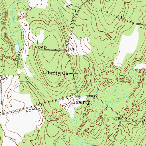 Topographic Map of Liberty Church, RI