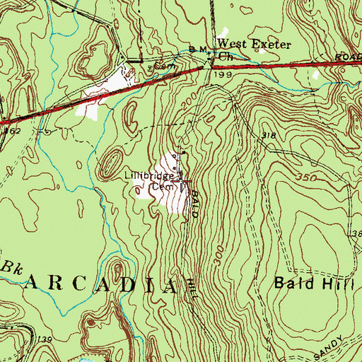 Topographic Map of Lillibridge Cemetery, RI