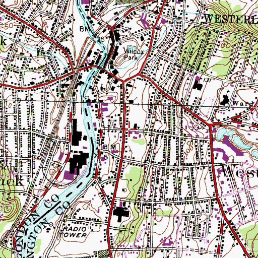 Topographic Map of Main Street Historic District, RI