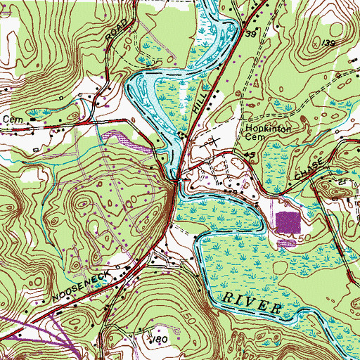 Topographic Map of Meeting-House Bridge, RI