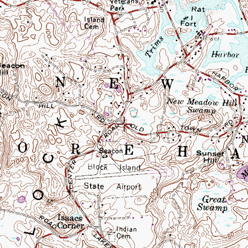 Topographic Map of Middletown Square, RI
