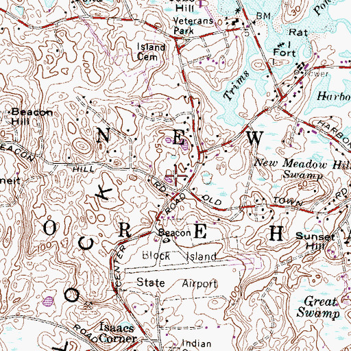 Topographic Map of Ball Pond, RI
