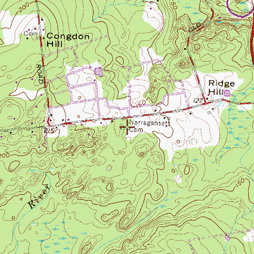 Topographic Map of Platform Cemetery, RI