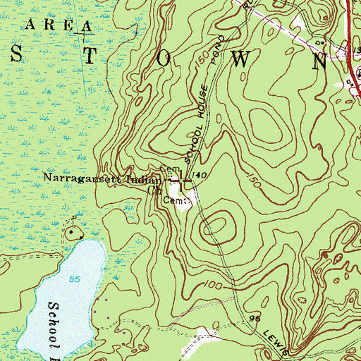 Topographic Map of Narragansett Indian Church, RI