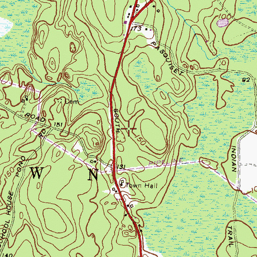 Topographic Map of Narragansett Indian Longhouse and Cultural Center, RI