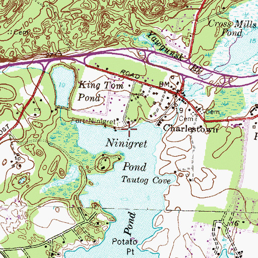 Topographic Map of Ninigret Beach, RI
