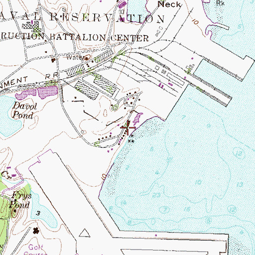 Topographic Map of North Kingstown Beach, RI