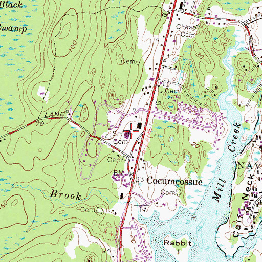 Topographic Map of North Kingstown Post Office, RI