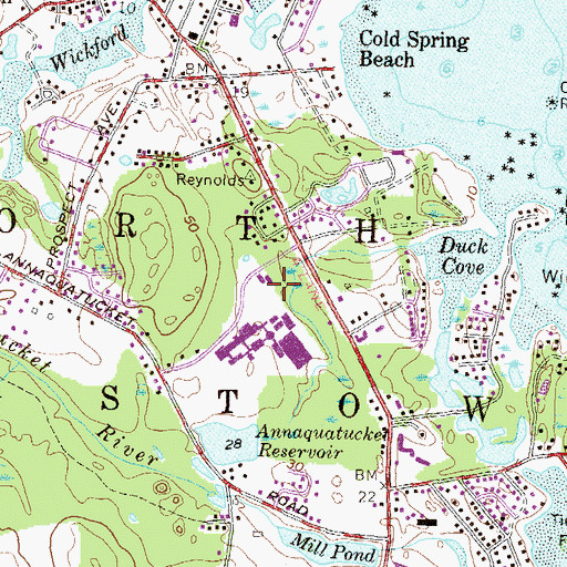 Topographic Map of North Kingstown Senior High School, RI