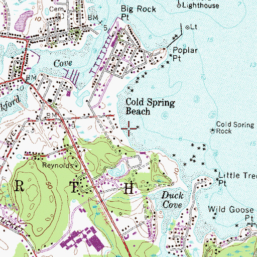 Topographic Map of North Kingstown Town Beach, RI