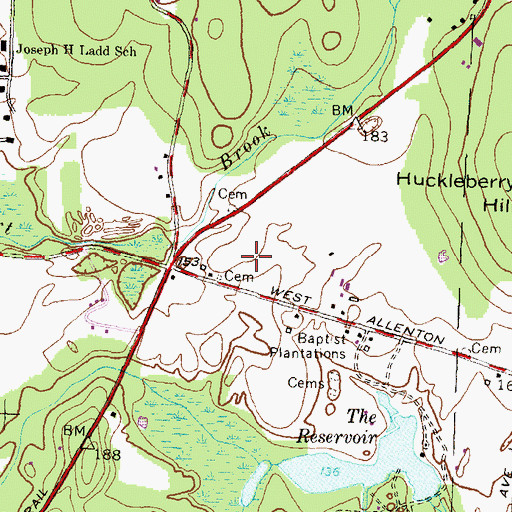 Topographic Map of Old Exeter Poor Farm (historical), RI