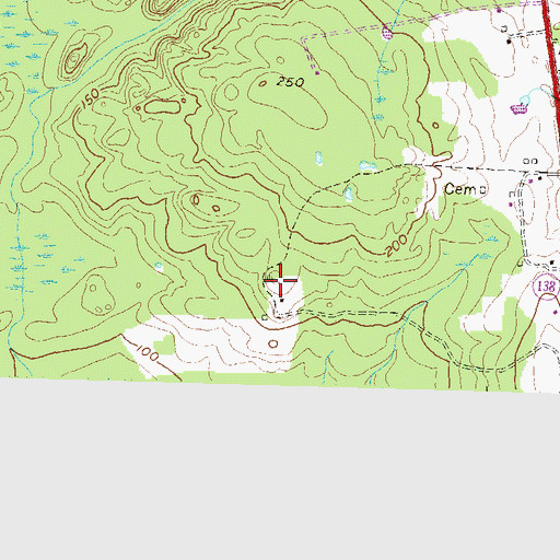 Topographic Map of Oliver Gardiner Cemetery, RI