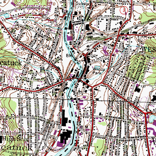Topographic Map of Pawcatuck Bridge, RI