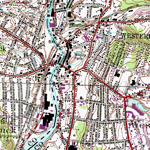 Topographic Map of Pawcatuck Seventh Day Baptist Church, RI