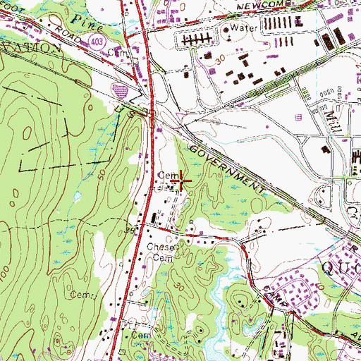 Topographic Map of Pearce - Watson Cemetery, RI