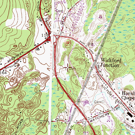 Topographic Map of Phenix - Brown - Hendrick Cemetery, RI