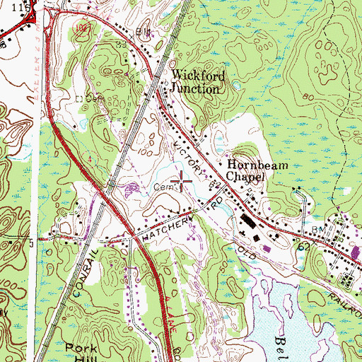 Topographic Map of Phillips Cemetery, RI