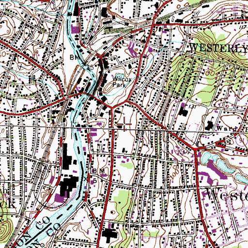 Topographic Map of Pilgrims Baptist Church, RI