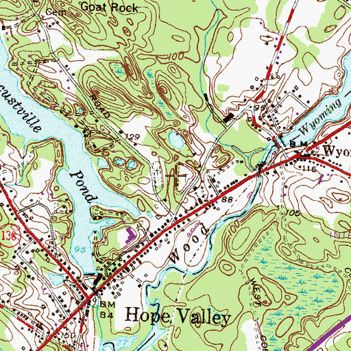 Topographic Map of Pine Grove Cemetery, RI