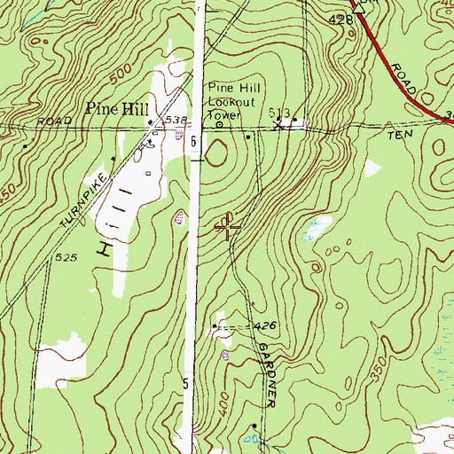 Topographic Map of Pine Hill Lookout Tower, RI