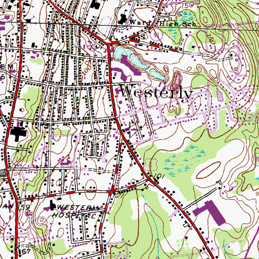 Topographic Map of Quarry Hill School (historical), RI
