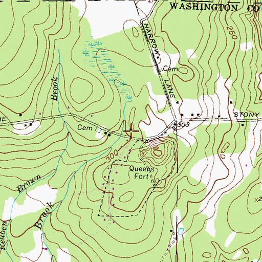 Topographic Map of Queens Fort (historical), RI