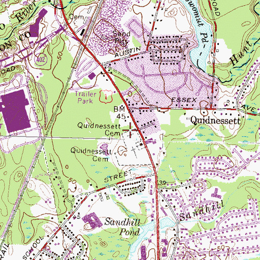 Topographic Map of Quidnessett Cemetery, RI