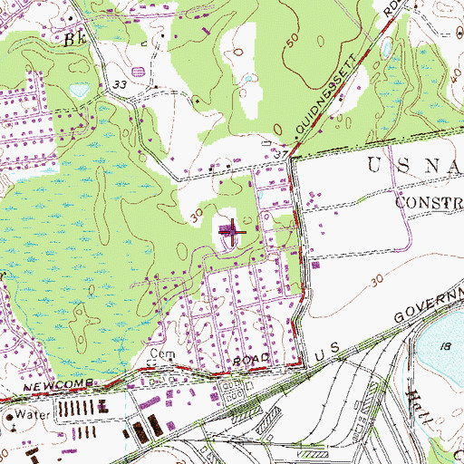Topographic Map of Quidnessett Elementary School, RI