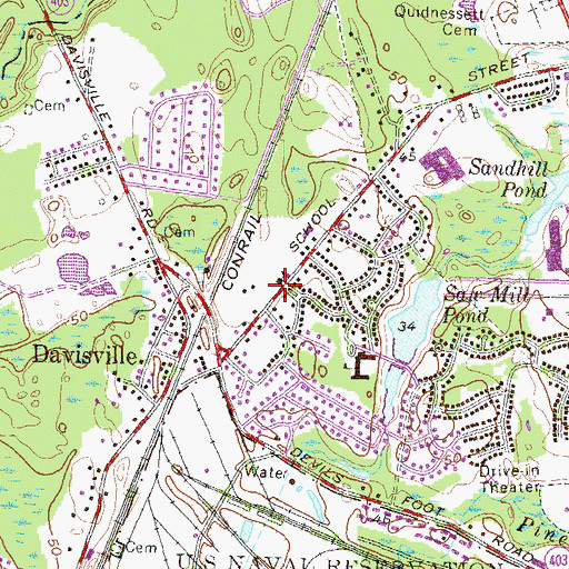Topographic Map of Red Schoolhouse (historical), RI