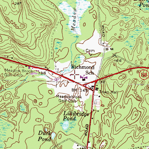 Topographic Map of Richmond Town Hall, RI