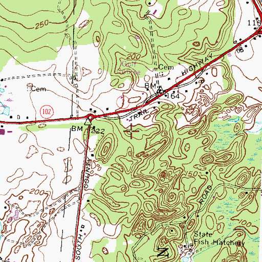 Topographic Map of Rolling Greens Golf Course, RI