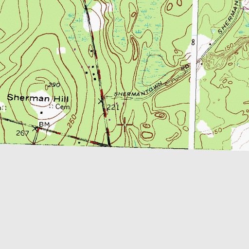Topographic Map of Rose Cemetery, RI
