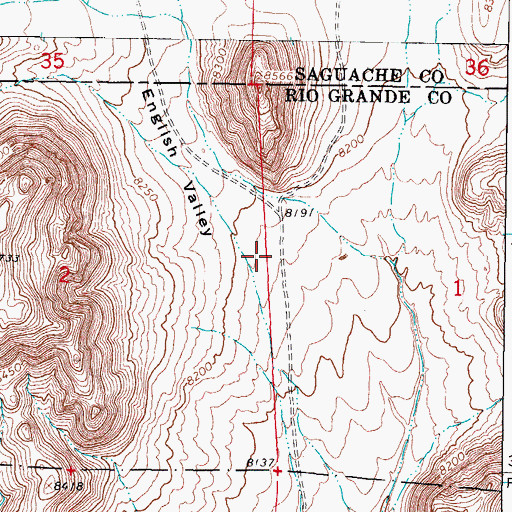 Topographic Map of English Valley, CO