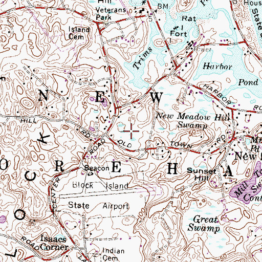 Topographic Map of Rossis Swamp, RI