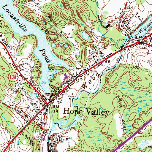 Topographic Map of Saint Josephs Chapel Roman Catholic Church, RI
