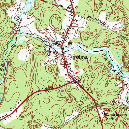 Topographic Map of Saint Marys Church, RI