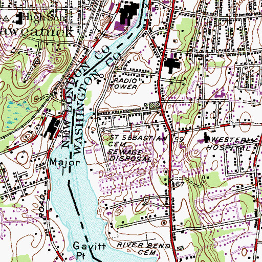 Topographic Map of Saint Sebastian Cemetery, RI
