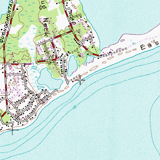 Topographic Map of Sam Ferretti Blue Shutters Town Beach, RI