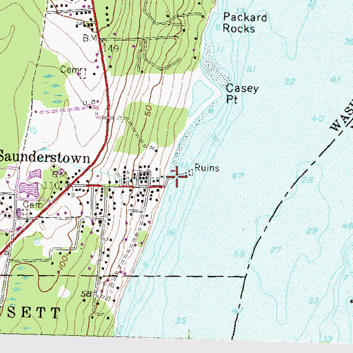 Topographic Map of Saunderstown Yacht Club, RI