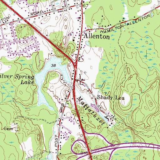 Topographic Map of Shady Lea Historic District, RI