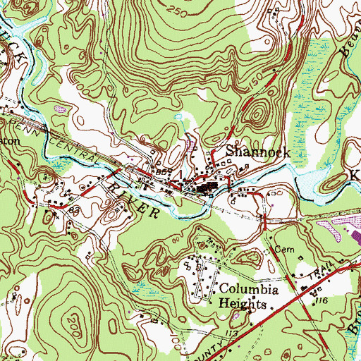 Topographic Map of Shannock Post Office, RI
