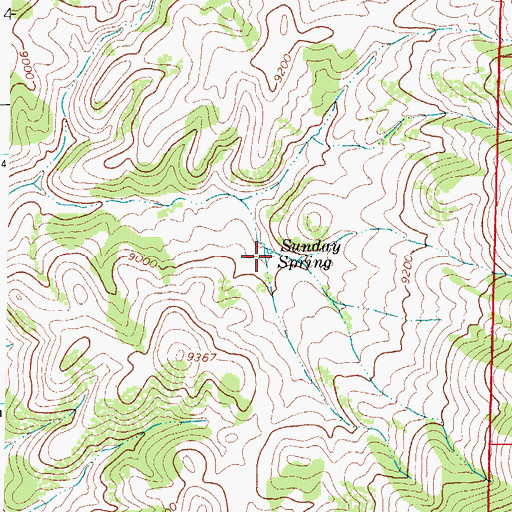 Topographic Map of Sunday Spring, CO