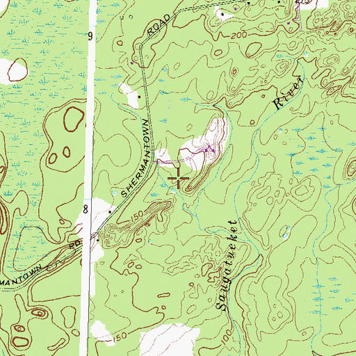 Topographic Map of Sherman Cemetery, RI