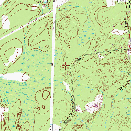 Topographic Map of Sherman - Shearman Cemetery, RI