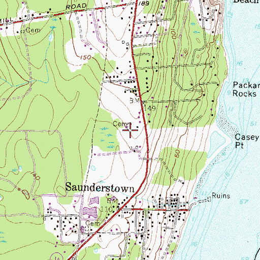 Topographic Map of Silas Casey Farm, RI