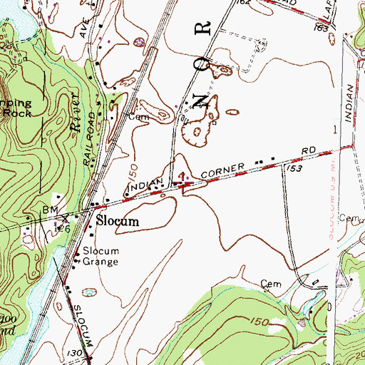 Topographic Map of Slocum Post Office, RI