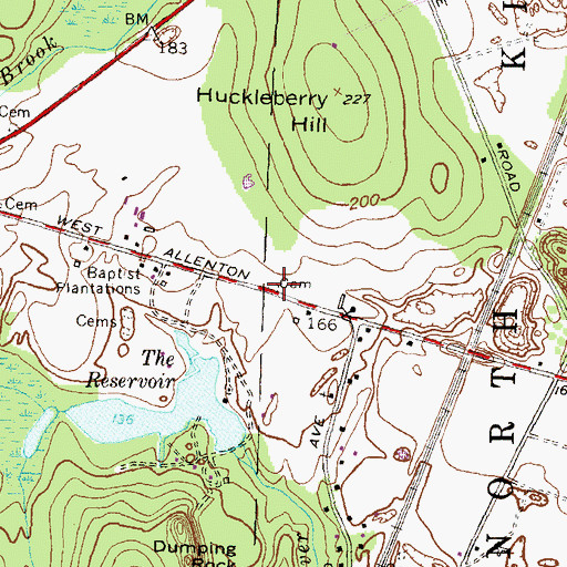 Topographic Map of Slocum - Sweet Cemetery, RI