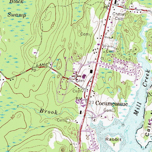 Topographic Map of William Smith Cemetery, RI
