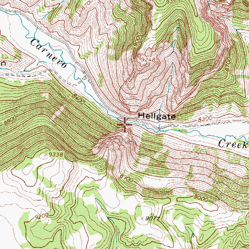 Topographic Map of Hellgate, CO